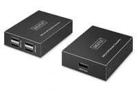 Удлинитель DIGITUS USB 2.0, для использования с кабелем Cat6, до 150 м, 4х USB-A, черный