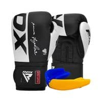Боксерські рукавички RDX F4 Boxing Sparring Gloves Hook & Loop White/Black 14 унцій (BGR-F4B-14OZ)