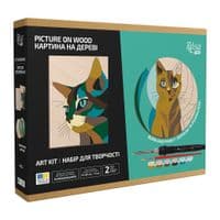 Набор для творчества Rosa Start Cats обжига картины на дереве, с красками, в коробке (4823098544708)