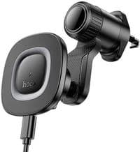 Автоутримувач для телефону HOCO HW30 Crown magnetic wireless charging car holder (air outlet) Black Metal Gray