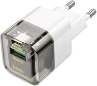 Зарядний пристрій HOCO C131A Platinum dual-port PD30W+QC3.0 charger(EU) Transparent black