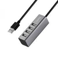 Хаб USB HOCO HB1, Grey, Type-C 2.0 - 4xUSB 2.0, кабель 80 см, алюмінієвий корпус