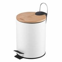Ведро для мусора Ardesto Minimalism с педалью, 3л, металл, пластик, бамбук, белый