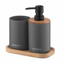 Набор  для ванной комнаты Ardesto Minimalism 360мл, 3 предмета, полипропилен, бамбук, серый темний