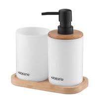 Набор для ванной комнаты Ardesto Minimalism 360мл, 3 предмета, полипропилен, бамбук, белый