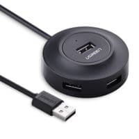 Хаб USB Ugreen CR106, Black, USB 2.0 - 4xUSB 2.0, кабель 1 м, додаткове живлення через microUSB порт (20277)