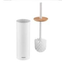 Набор щетка для унитазу с подставкой Ardesto Minimalism 9.5x27.5/38см, метал, поліпропілен, бамбук, білий