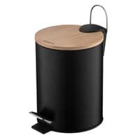 Ведро для мусора Ardesto Minimalism с педалью, 3л, метал, пластик, бамбук, черный