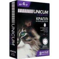 Краплі для тварин Unicum COMPLEX проти бліх, кліщів та гельмінтів на холку для кішок 0-4 кг/4 шт (4820150202484)