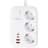 Мережевий фільтр Gelius Pro PowerStrip T-Power (3 220V Ports/ 2 Type-C / 2 USB-A ports) GaN 65W 2m GP-PS-003 White