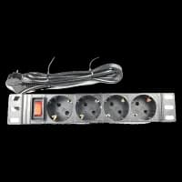 Удлинитель 1U 10" 220В 4 розетки з вимикачем 1.8м