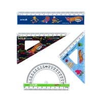 Линейка Kite набор: линейка 15 см, 2 угольника, транспортир Hot Wheels (HW25-282)