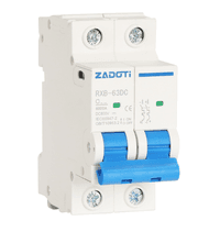 Автоматический выключатель постоянного тока  ZADOTI DZ47-63C63 2P DC1000V, 63A, 6kA, DIN, 78*36*45mm