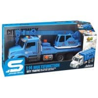 Іграшка CARS S Будівельний кран блакитний 1:14 (рухомі частини, інерція, звук, світло, вихлоп)