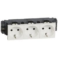 MOSAIC Legrand блок розеток 3xSchuko для каб. кан DLP, Quintella (16А, 250В, винт клем) 6мод, белый