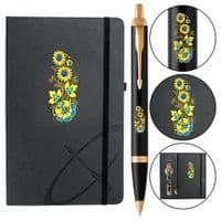 Ручка шариковая Parker IM 17 UKRAINE Black GT BP Цветы + блокнот Parker + подар.упак. GIFT24 (22032b24_T1050u)