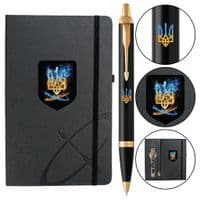 Ручка шариковая Parker IM 17 UKRAINE Black GT BP Горящий Трезубец + блокнот Parker + подар.упаковка GIFT24 (22032b24_T1170u)