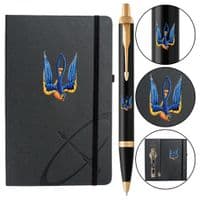 Ручка шариковая Parker IM 17 UKRAINE Black GT BP Трезубец-ласточка + блокнот Parker + подар.упаковка GIFT24 (22032b24_T1230u)