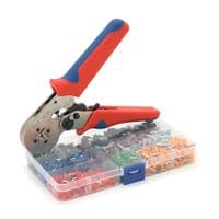 Кримпер HCS8 6-4A для обжима кабельного наконечника, Black-blue, набор кабельных наконечников (VE0508, VE7508, VE1008, VE1508, VE2508, VE4009, VE6102)