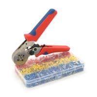 Кримпер HCS8 6-4A для обтиску кабельного наконечника, blue-red, набір кабельних наконечників (VE0508, VE1508, VE1008, VE4009, VE2508)