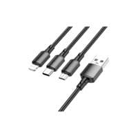 Кабель для передачи данных USB 2.0 AM на Lightning + Micro 5P + USB-C 1,0 м черный BOROFONE (6974443384666)