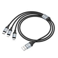 Кабель HOCO X102 USB-1 3 in 1 Micro/Iphone/Type-C, 2A, длина 1м, Black, Box