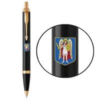 Ручка шариковая Parker IM 17 CITY Black GT BP Герб Киева (22032_C0010u)