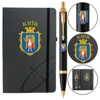 Ручка шариковая Parker IM 17 City Black GT BP Герб Киева + блокнот Parker + подар.упак. GIFT24 (22032b24_C0010u)