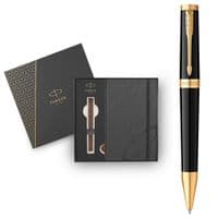 Ручка шариковая Parker INGENUITY Black Lacquer GT BP + блокнот Parker + подар.упак. GIFT24 (60 032b24)