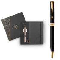 Ручка шариковая Parker SONNET 17 Matte Black Lacquer GT BP + блокнот Parker + подар.упак. GIFT24 (84 832b24)