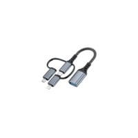Дата кабель OTG USB 3.0 AF to USB-C + Micro 5P + Lightning 0.11m 60W XoKo (XK-AC-155)