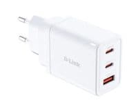 Зарядний пристрій мережевий D-Link 65Вт GAN 2хUSB-С, 1xUSB-A, білий