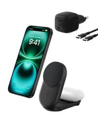 Зарядное устройство для беспроводной связи Belkin UltraCharge Pro 2-in-1 Foldable Magnetic Charging 25Вт, черный