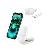 Зарядное устройство для беспроводной связи Belkin UltraCharge Pro 2-in-1 Foldable Magnetic Charging 25Вт, белый