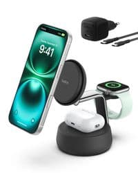 Зарядний пристрій бездротовий Belkin UltraCharge Pro 3-in-1 Magnetic Charging 25Вт Dock, Charcoal