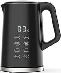 Электрочайник Castle CK-04B, Black, 2200W, 1.7 л, дисковый, двойные стенки: нержавеющая сталь, пластик, функция регулировки и поддержания температуры 40 - 100℃, сенсорный дисплей
