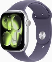 Apple Watch Series 11 GPS + Cellular 46mm Silver Aluminium Case with Purple Fog Sport Band - M/L,Model A3337