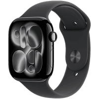 Apple Watch Series 11 GPS + Cellular 46mm Jet Black Aluminium Case with Black Sport Band - S/M,Model A3337