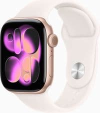 Apple Watch Series 11 GPS 42 мм, корпус із рожевого золотистого алюмінію зі світло-рожевим спортивним ремінцем – M/L, модель A3331