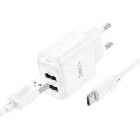 Зарядний пристрій HOCO C141A Smart dual-port charger set(Type-C) White