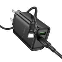 Сетевое зарядное устройство с кабелем BOROFONE BA87A Flare star PD65W+QC3.0 charger set(C to C) Black