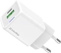 Мережевий зарядний пристрій ColorWay, White, 20 Вт, GaN Mini, 1xType-C (20 Вт, PD3.0) / 1xUSB (20 Вт, QC4.0), Auto ID, кабель Type-C - Type-C 1 м (CW-CHS062PD-WT)