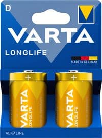 Батарейка Varta Longlife щелочная D(LR20) блистер, 2 шт