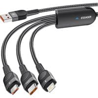 Дата кабель USB 2.0 AM to Lightning + Micro 5P + Type-C 1.2m 66W black Essager (EXCMTL-XJ01)