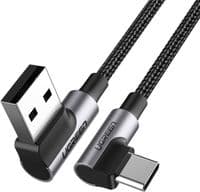 Кабель для передачи данных USB 2.0 AM – USB-C, 2,0 м, 3 А, угол 90°, US176, черный, Ugreen (20857)