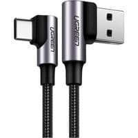 Кабель для передачи данных USB 2.0 AM – USB-C, 3,0 м, 3 А, угол 90°, US176, черный, Ugreen (70875)
