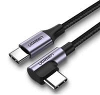 Дата кабель USB-C to USB-C 0.5m 3A 60W 90° corner US255 black/gray Ugreen (50122)