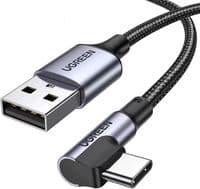 Дата кабель USB 2.0 AM to USB-C 3.0m 3A US284 90° corner black Ugreen (70255)