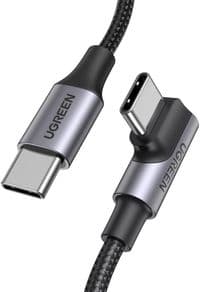 Кабель для передачи данных USB-C 2.0 — USB-C 1,0 м, угол 90°, US334, черный, Ugreen (70643)