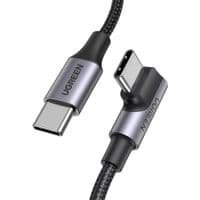 Кабель для передачи данных USB-C 2.0 – USB-C 3,0 м, угол 90°, US334, черный, Ugreen (20583)